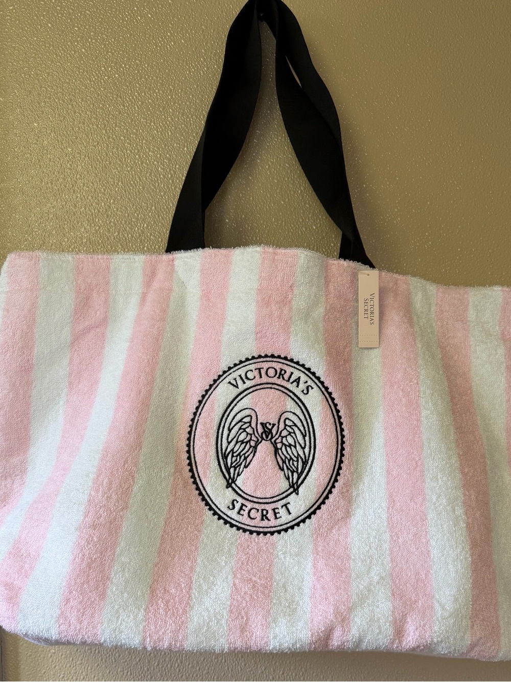 New Victoria's Secret Pink, White & Black Striped Beach Tote